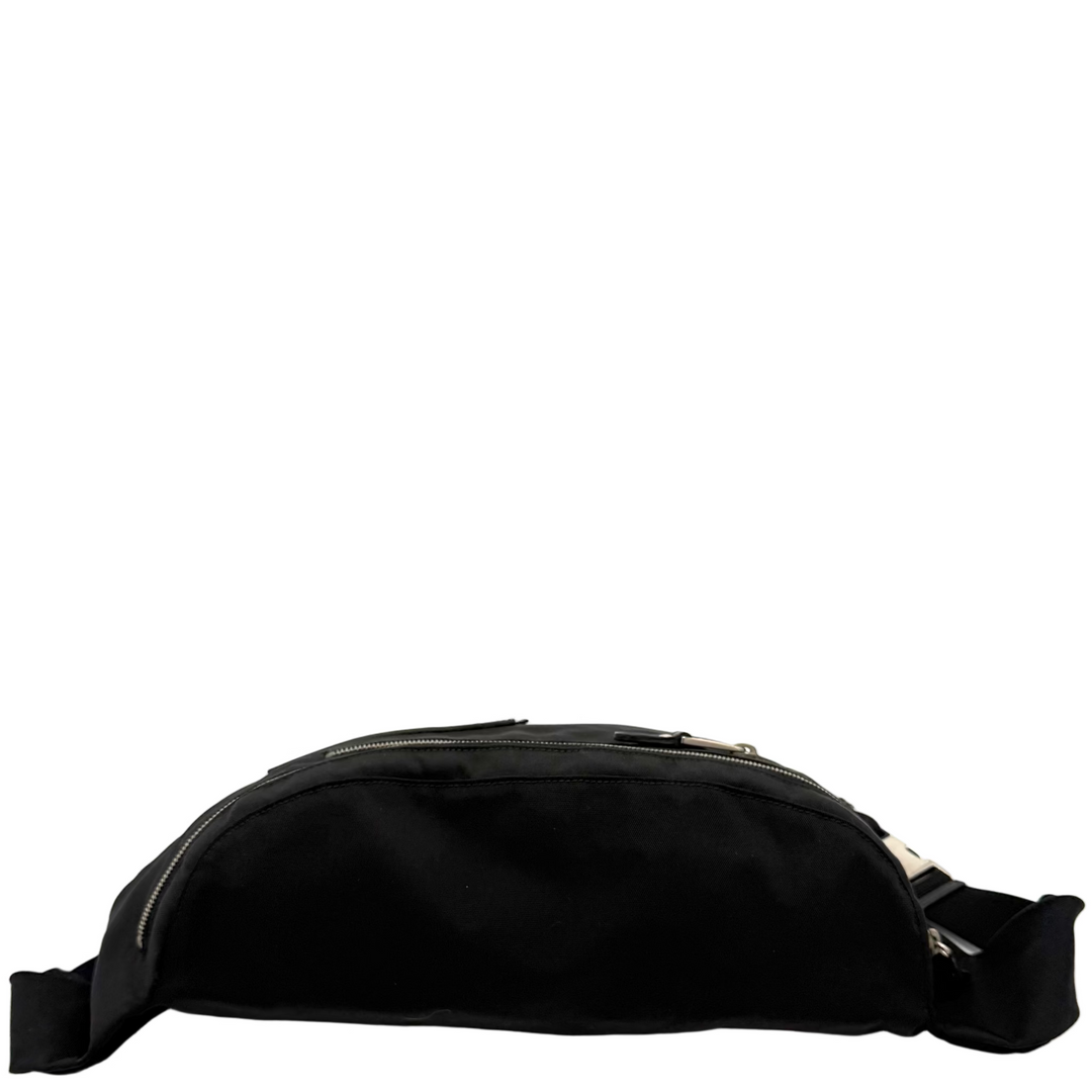 Web Nylon and Leather Large Waist Bag