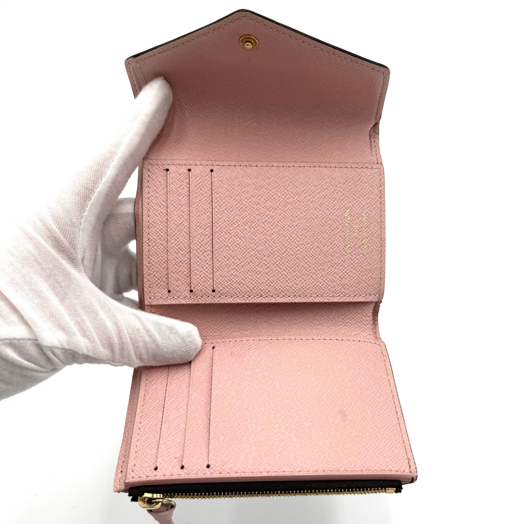 Victorine Monogram and Rose Ballerine Pink Canvas Wallet