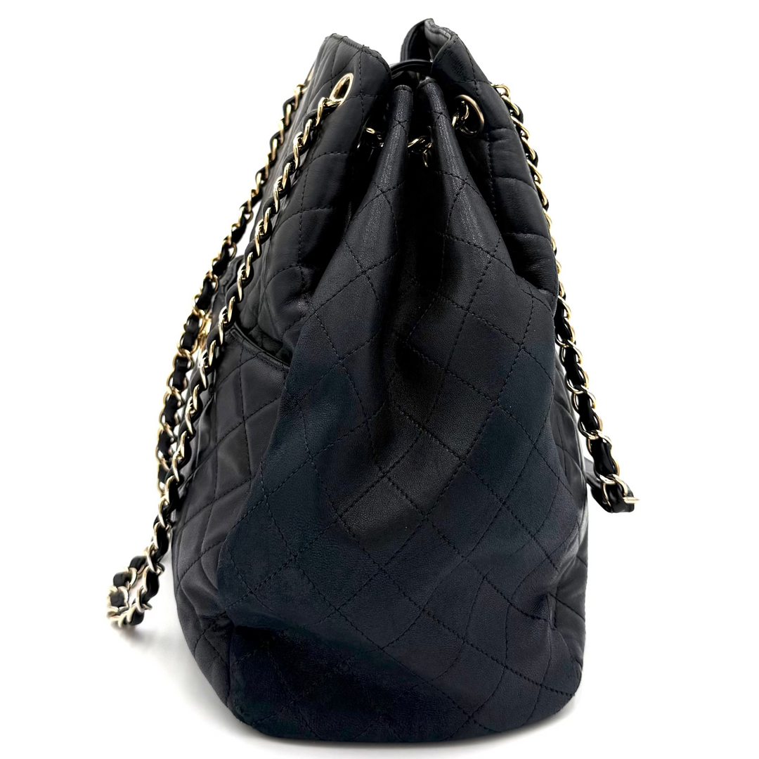 Quilted Drawstring Lambskin Bucket Bag