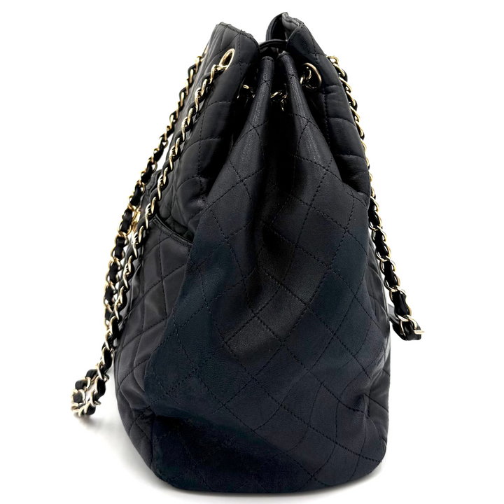 Quilted Drawstring Lambskin Bucket Bag