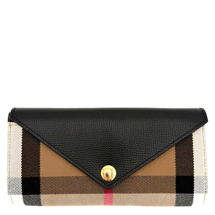 Canterbury Linen Check & Leather Long Wallet