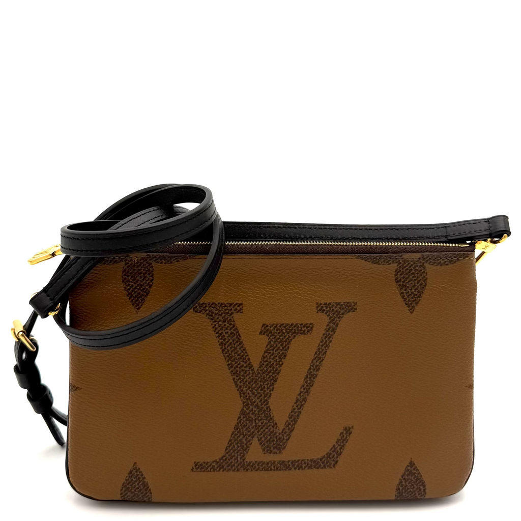 ルイヴィトン Louis Vuitton Reverse Monogram Giant Canvas Double Zip Pochette