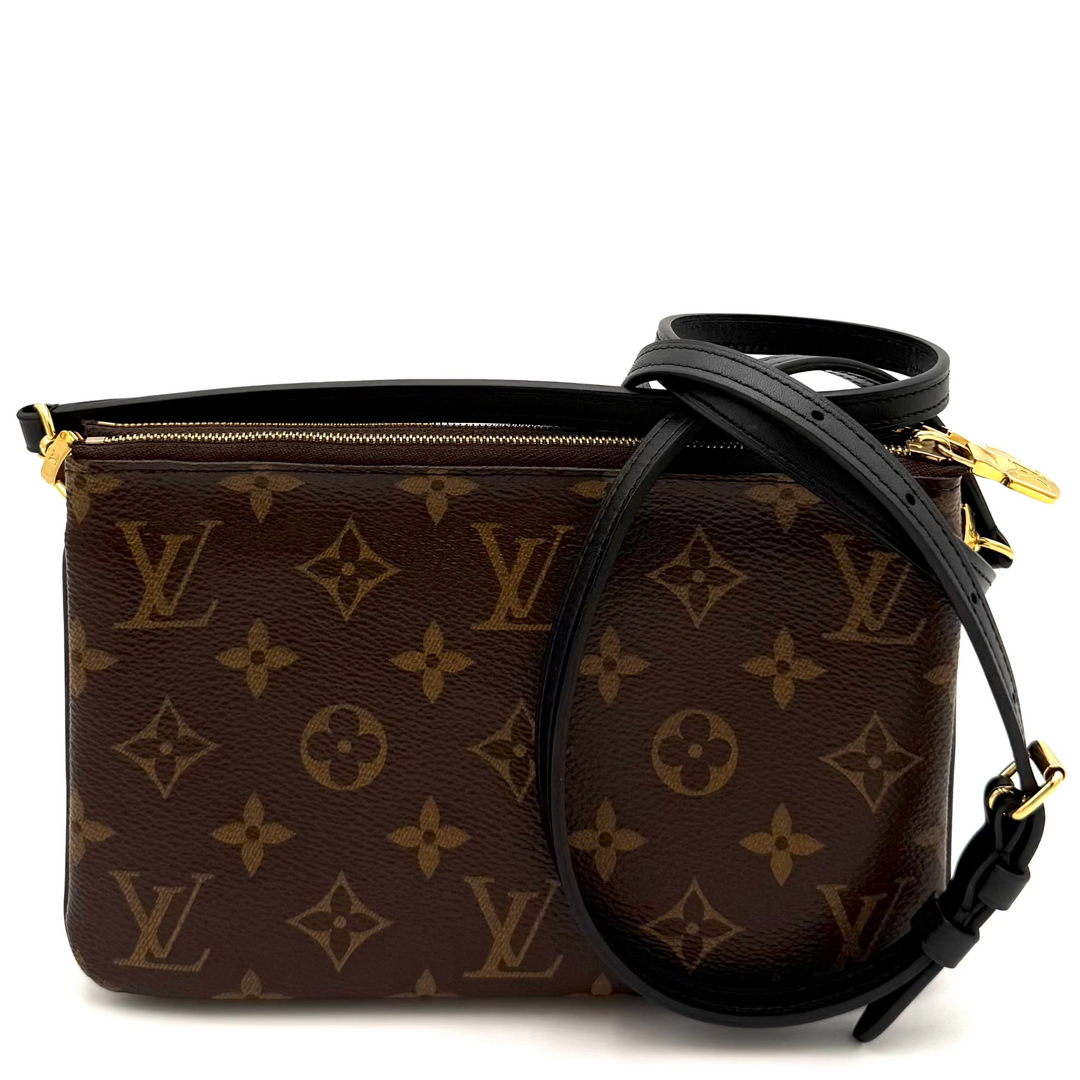 Reverse Monogram Giant Canvas Double Zip Pochette