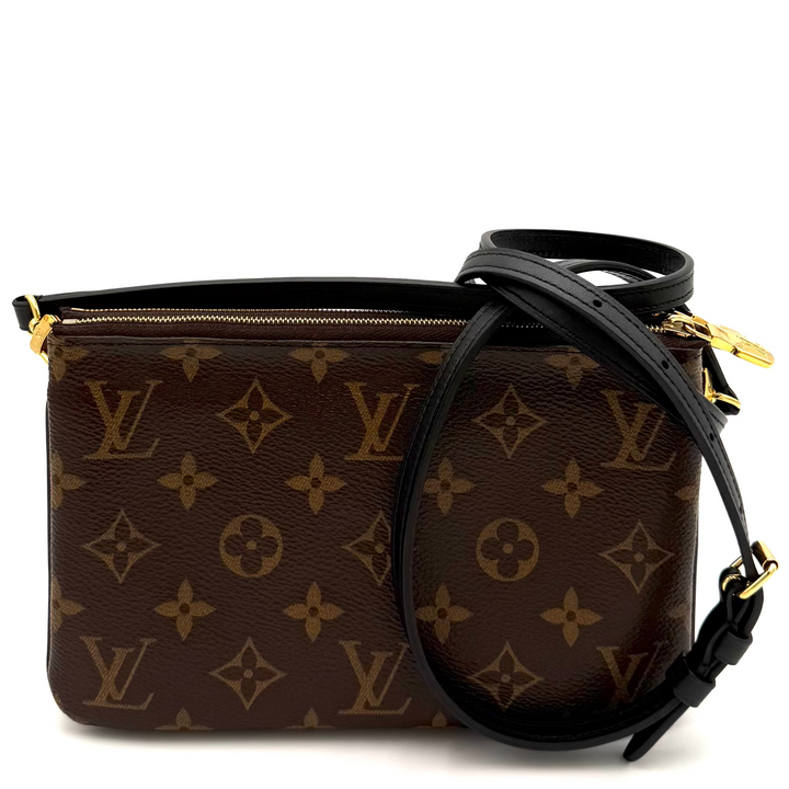 Reverse Monogram Giant Canvas Double Zip Pochette