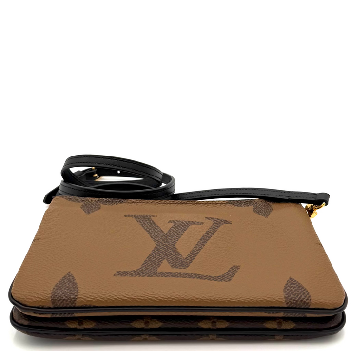Reverse Monogram Giant Canvas Double Zip Pochette