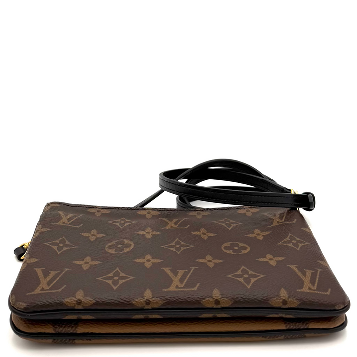 Reverse Monogram Giant Canvas Double Zip Pochette