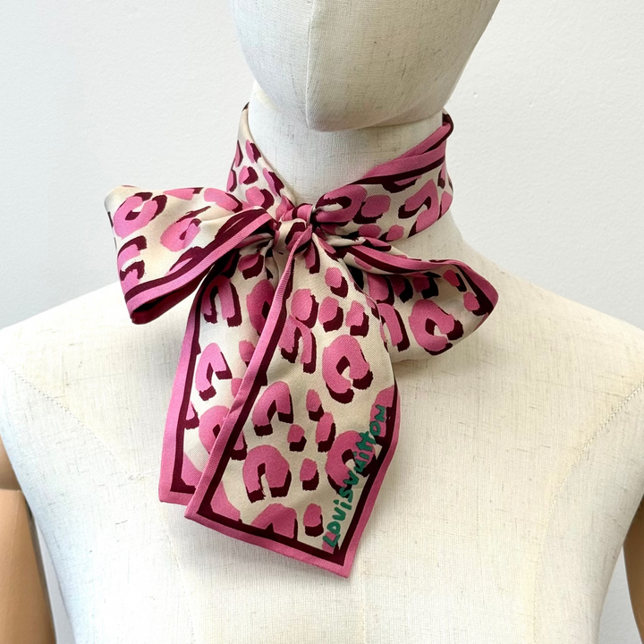 Silk Leopard Bandeau Blanc Corail