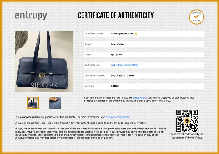 Toledo Blue Epi Leather Segur Shoulder Bag