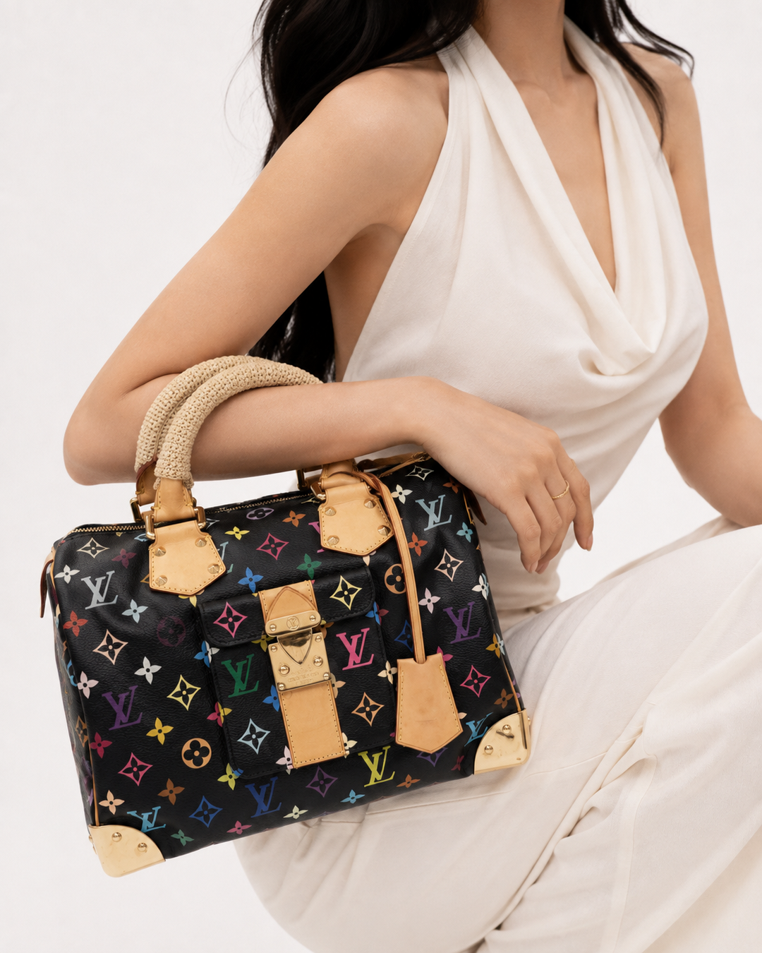 Multicolour Monogram Canvas Speedy 30 in Black