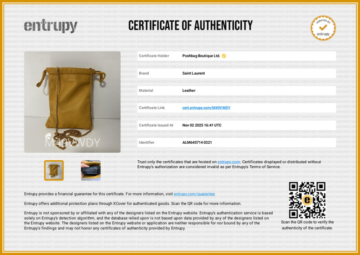 YSL Drawstring Leather Pouch on Chain