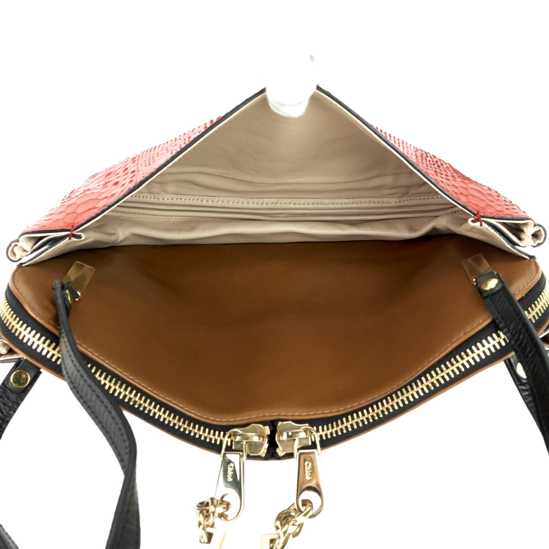 Lucy Python and Calfskin Leather Bag