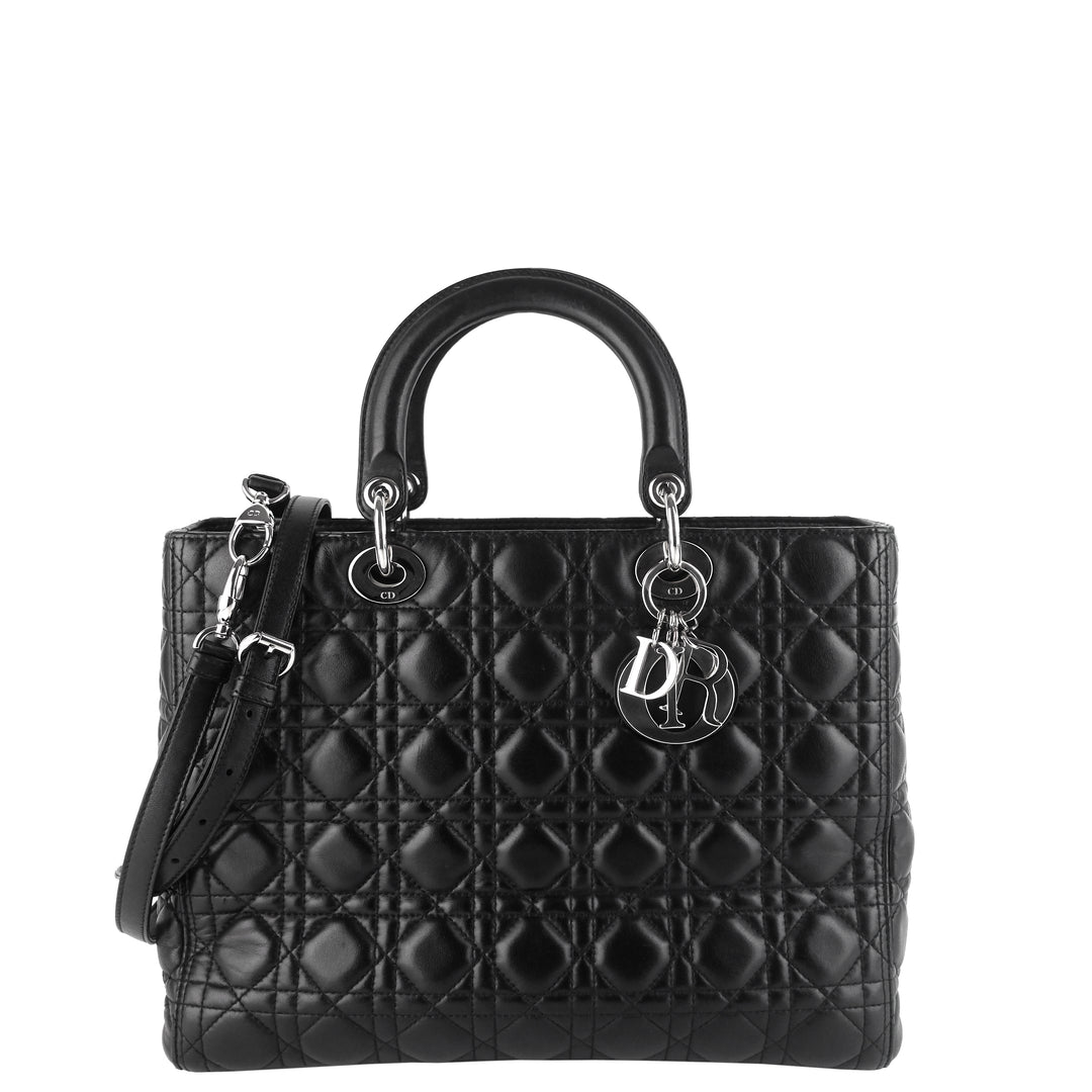 Lady Dior Large Cannage Quilted Lambskin Leather Bag