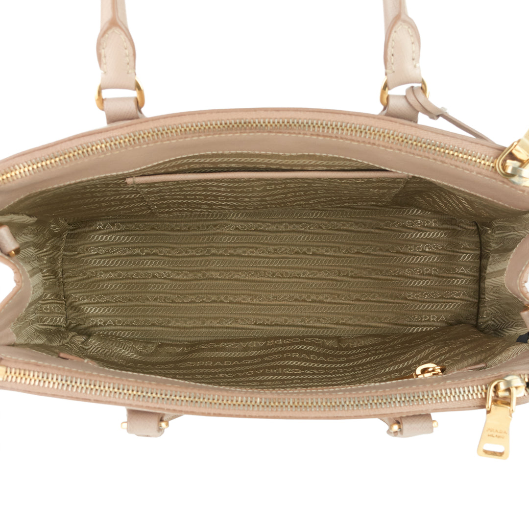 Galleria Double Zip Small Saffiano Leather Tote Bag