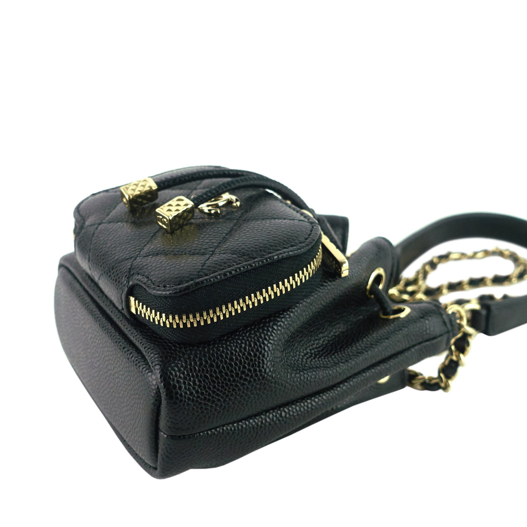 Mini CC Bucket Pocket Caviar Leather Bag