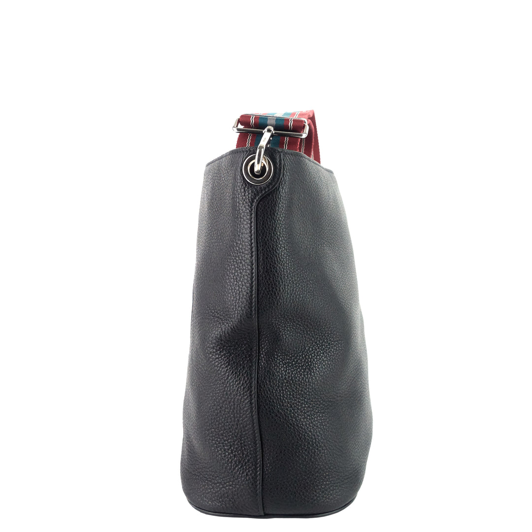 Phenix Vitello Leather Striped Strap Bucket Bag