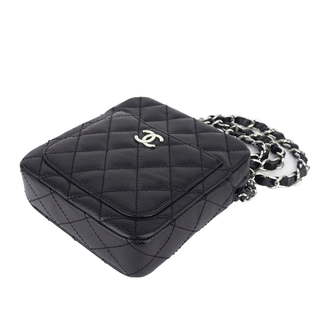 Camera Caviar Leather Crossbody Bag