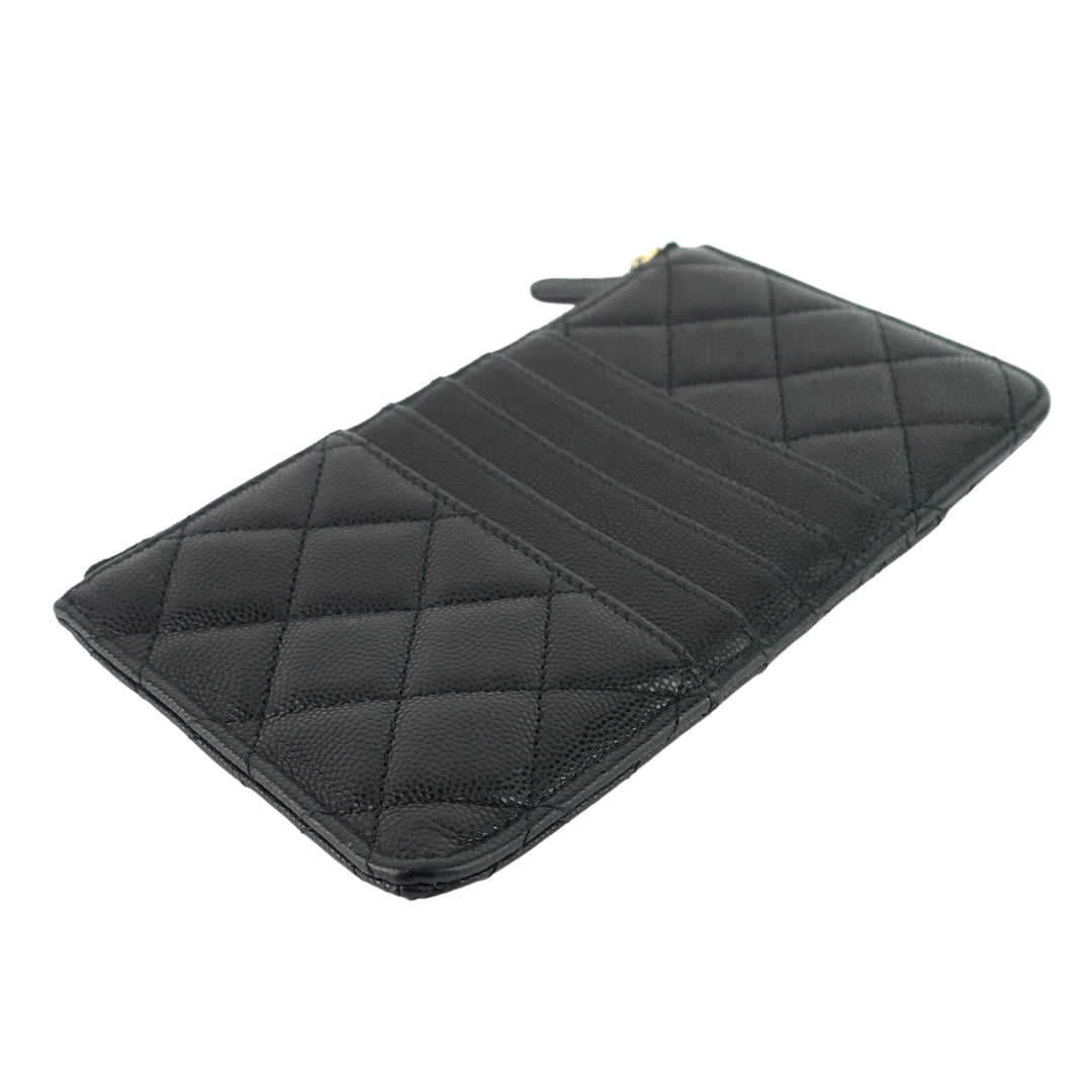 Quilted Caviar Leather Classic Flat Wallet