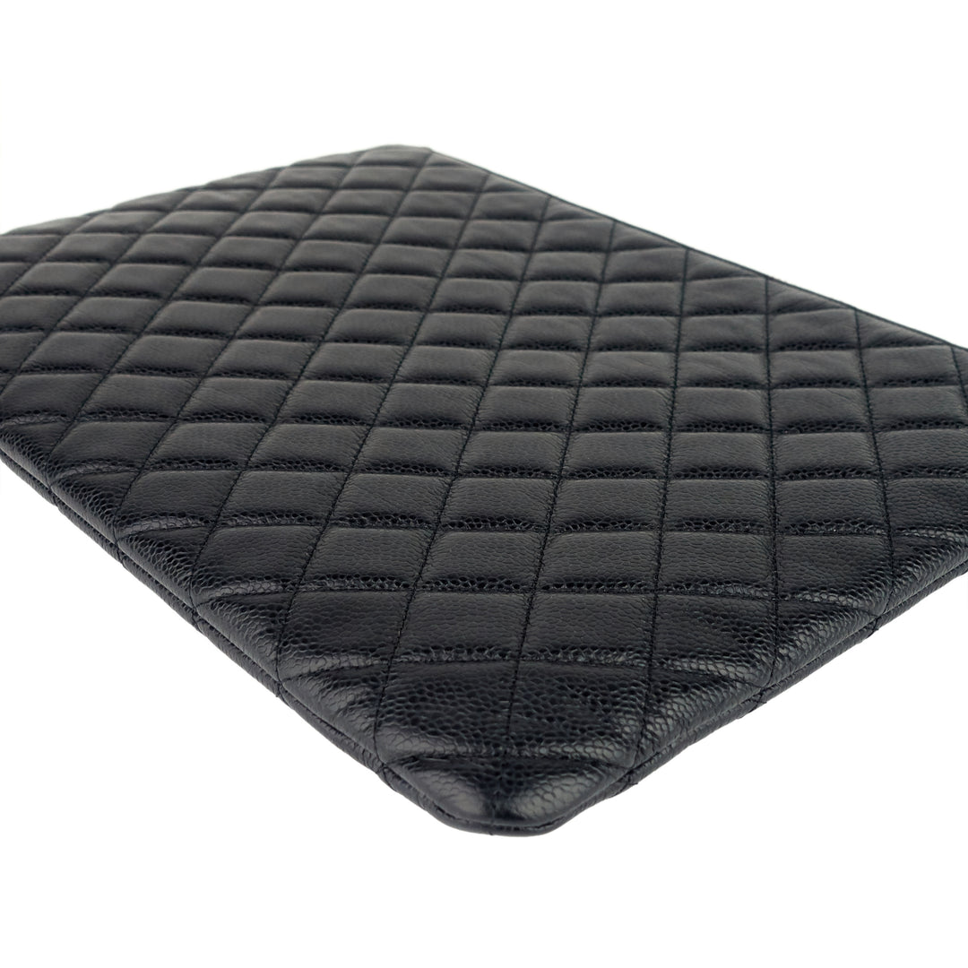 O Case Large Caviar Leather Clutch Bag
