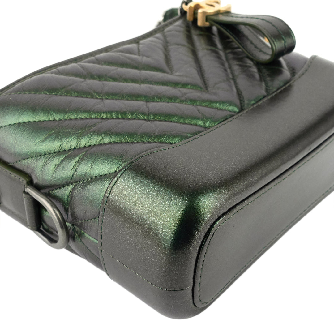 Gabrielle Small Chevron Metallic Leather Hobo Bag