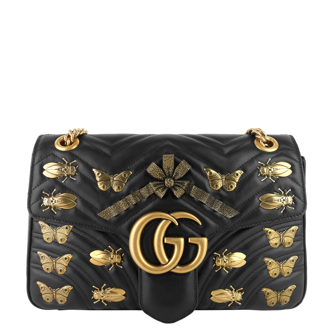 GG Marmont Medium Insects Matelassé Leather Bag