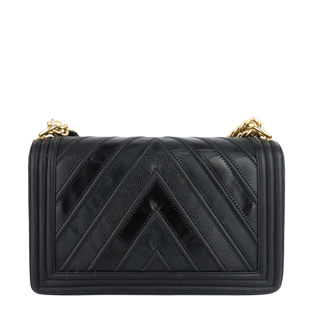 Boy Chevron Mixed Leather New Medium Bag