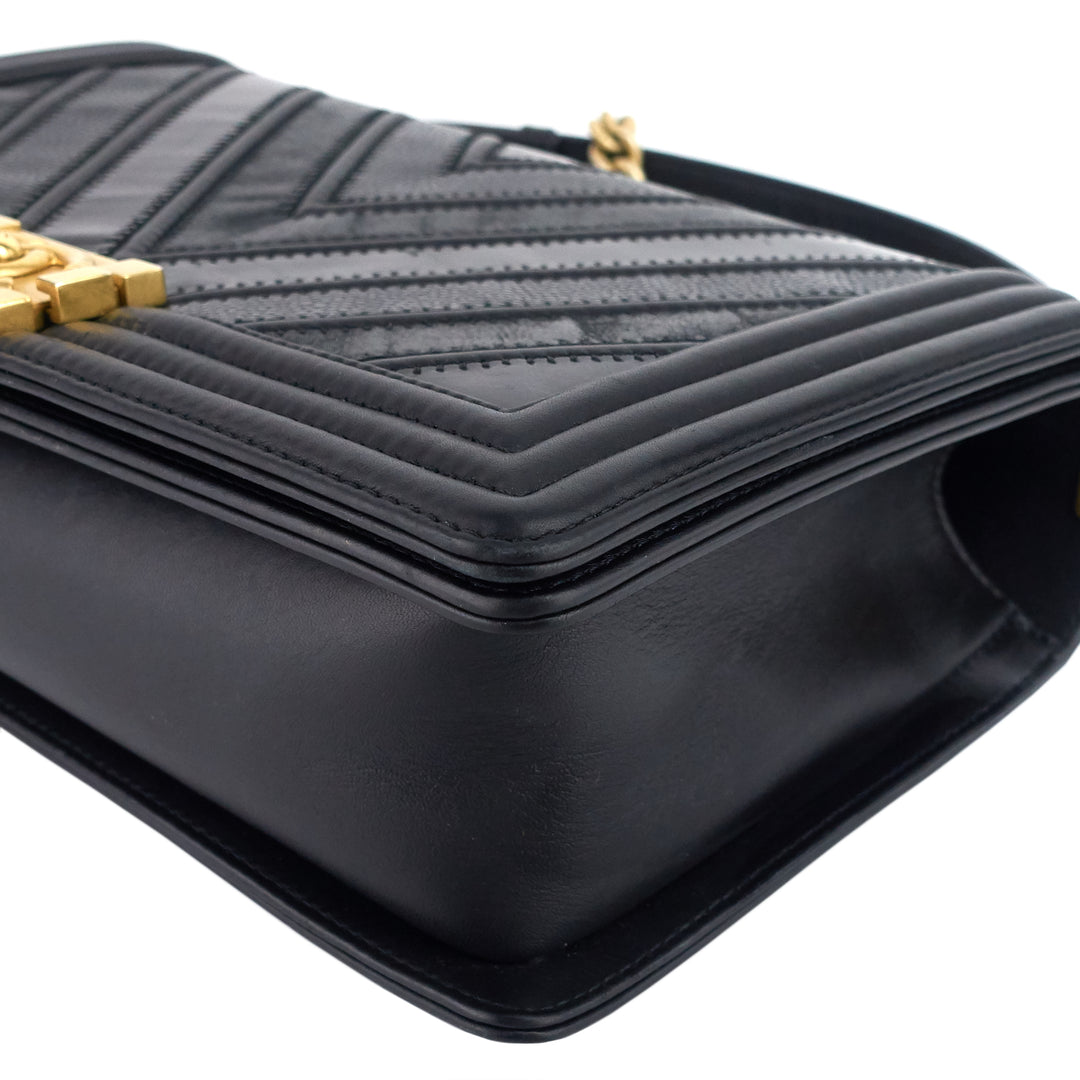 Boy Chevron Mixed Leather New Medium Bag