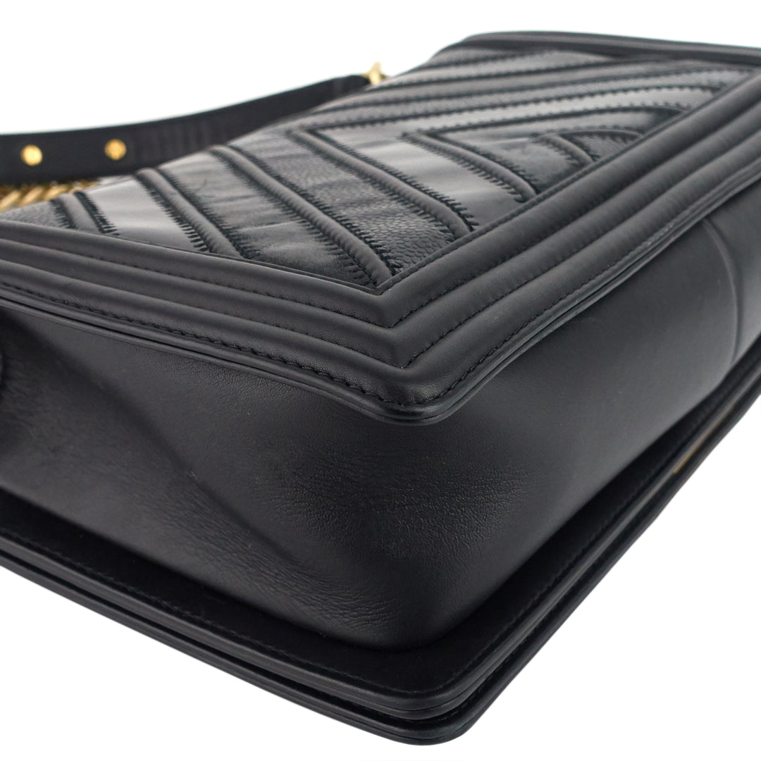 Boy Chevron Mixed Leather New Medium Bag