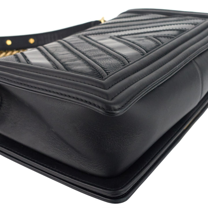 Boy Chevron Mixed Leather New Medium Bag