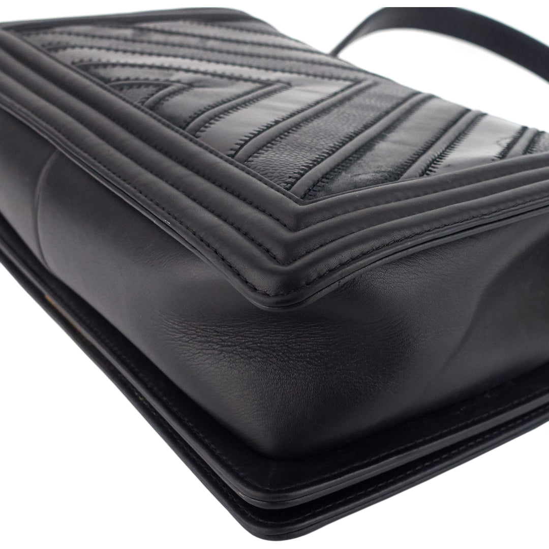 Boy Chevron Mixed Leather New Medium Bag