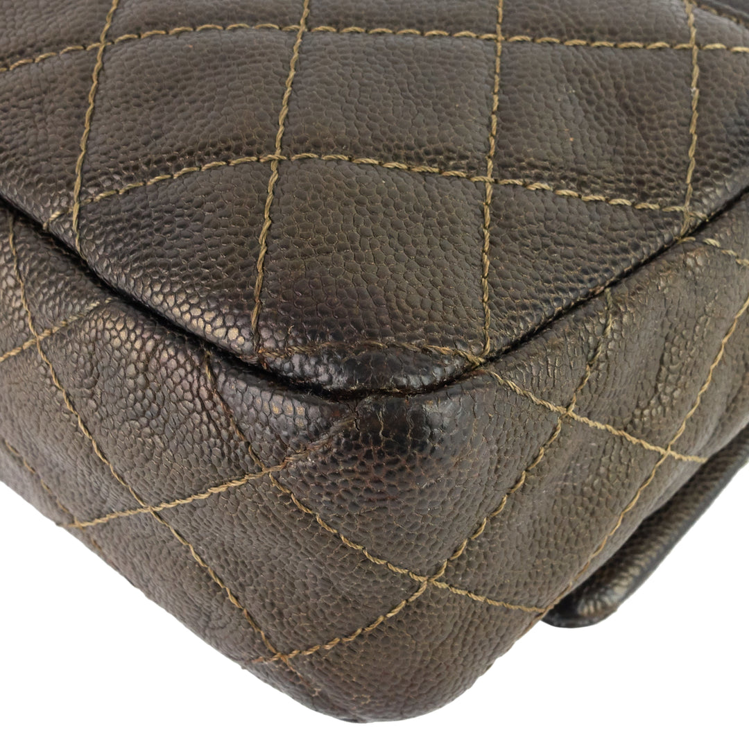 Easy Flap Jumbo Caviar Leather Shoulder Bag