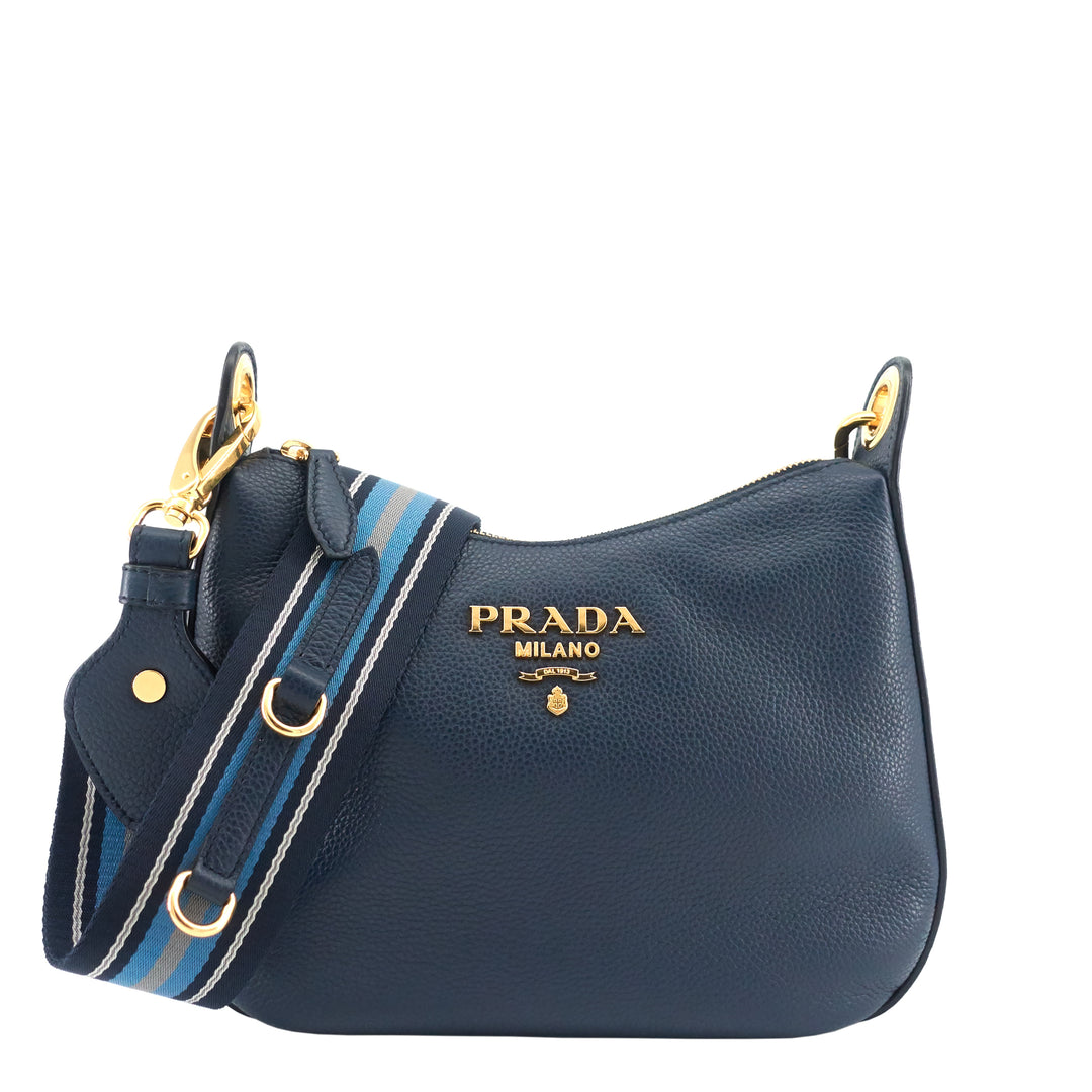 Prada Glace Calf Shoulder Bag - Blue Shoulder Bags, Handbags