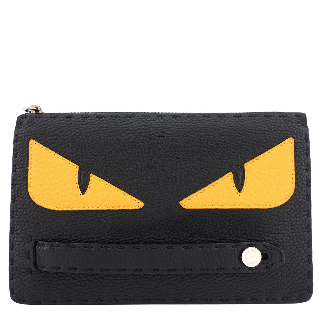 Bugs Monster Eyes Saffiano Leather Clutch Bag