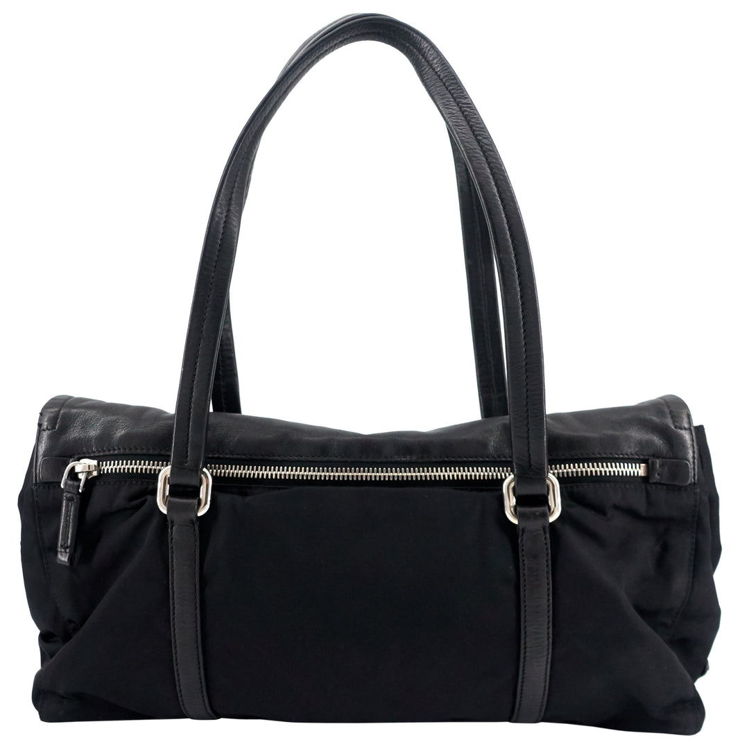 Easy Foldover Nylon and Leather Bag