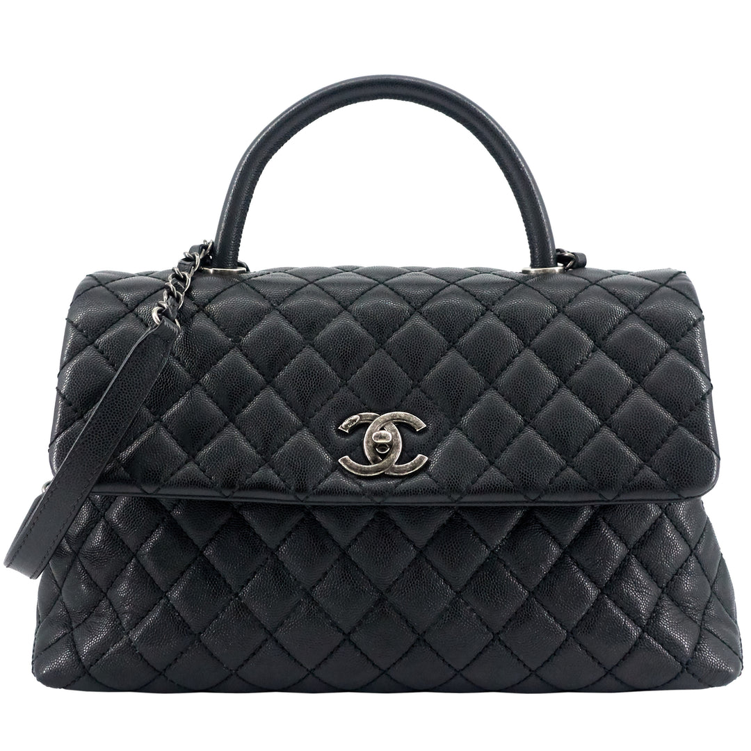 Chanel Coco Top Handle Medium Caviar Leather Bag – Poshbag Boutique