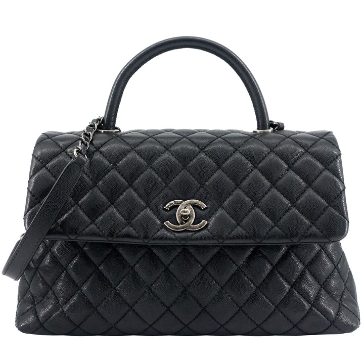 Coco Top Handle Medium Caviar Leather Bag