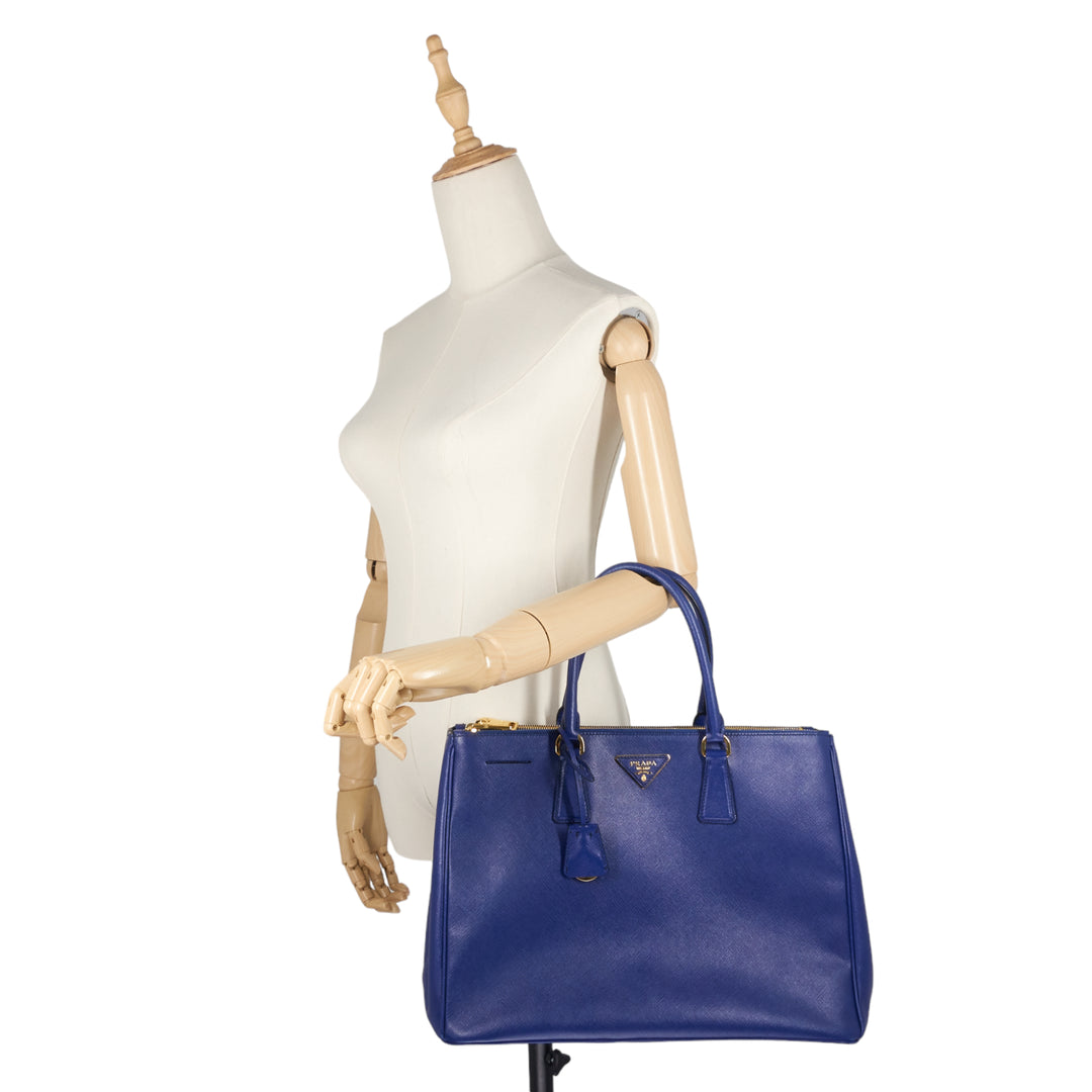 Lux Double Zip Saffiano Leather Tote Bag