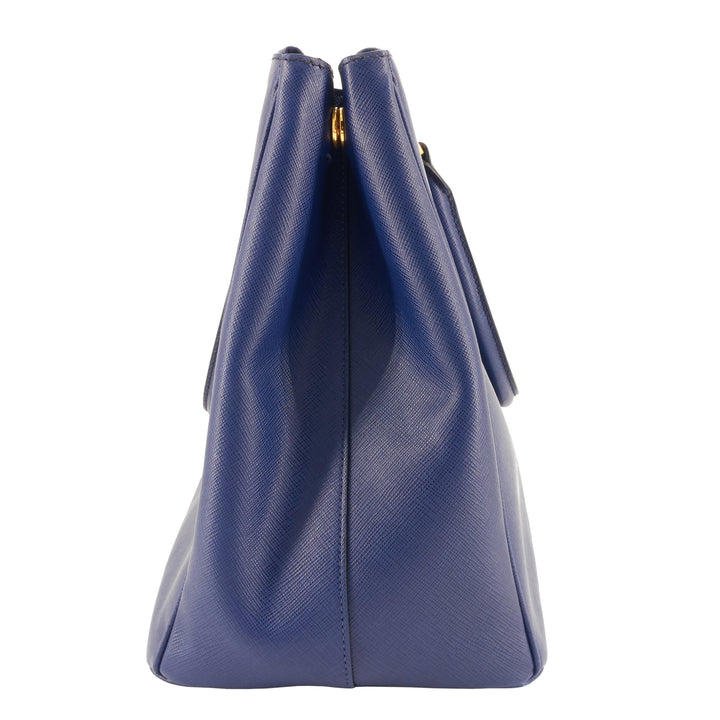 Lux Double Zip Saffiano Leather Tote Bag