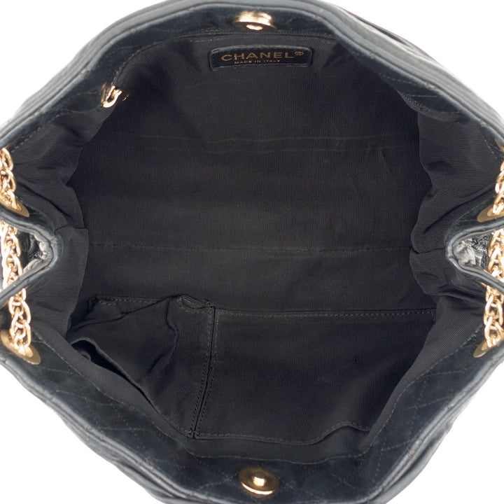 CC Accordion Pleated Lambskin Leather Chain Bag