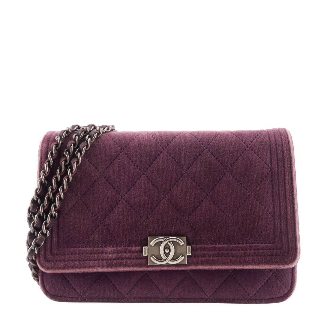 Chanel Boy Quilted Velvet Wallet on Chain Bag – Poshbag Boutique
