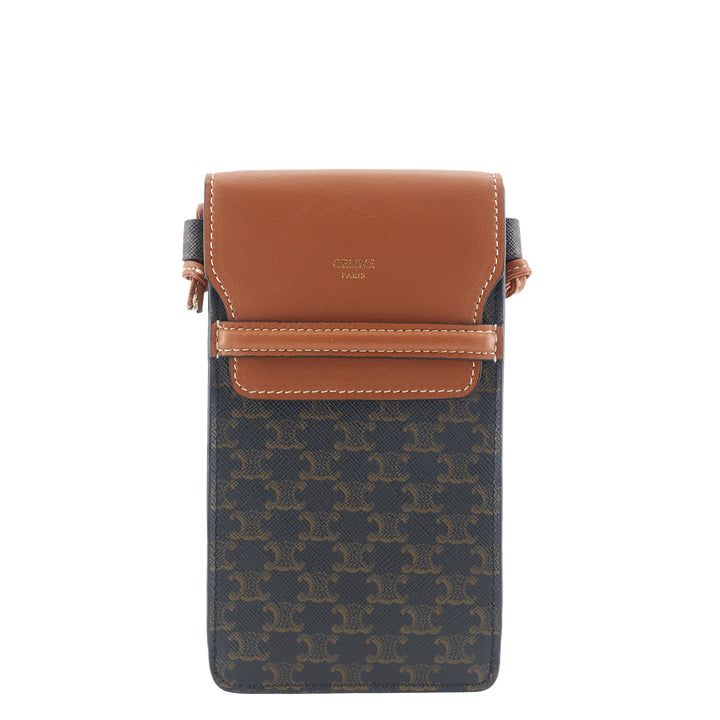 Triomphe Canvas and Calfskin Phone Pouch