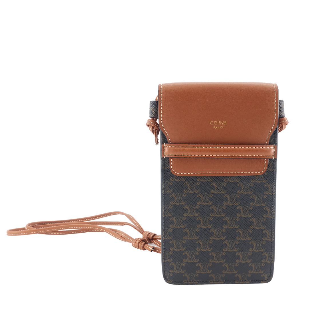 Triomphe Canvas and Calfskin Phone Pouch