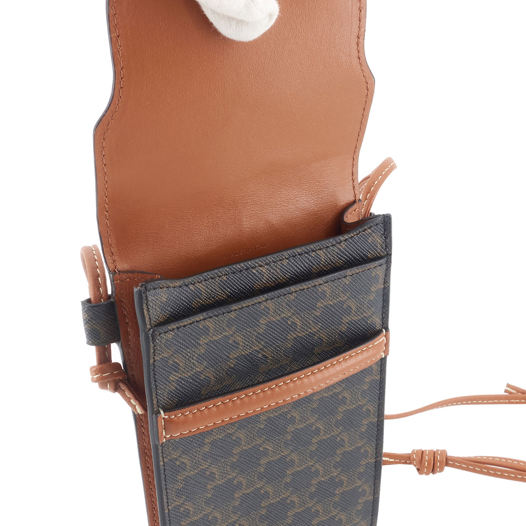 Triomphe Canvas and Calfskin Phone Pouch