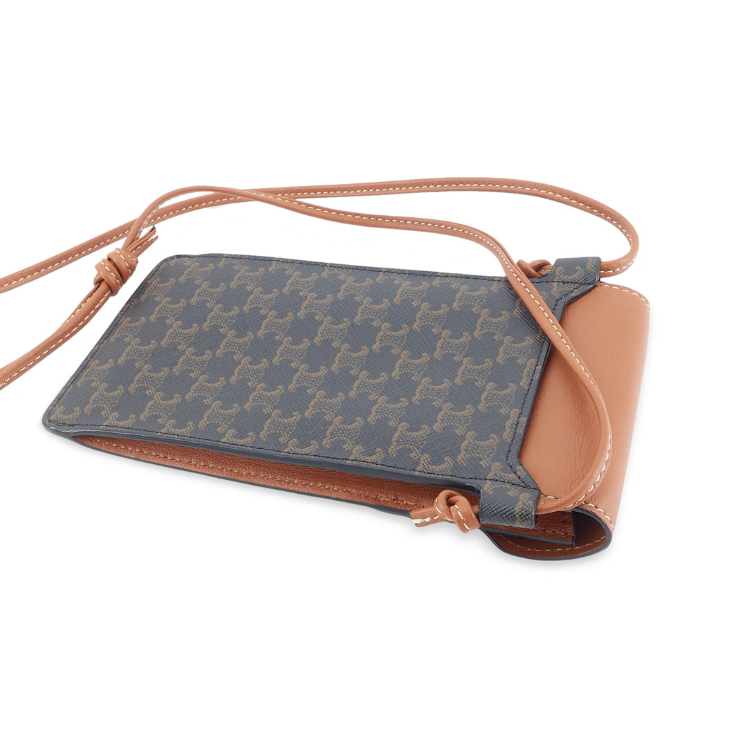 Triomphe Canvas and Calfskin Phone Pouch
