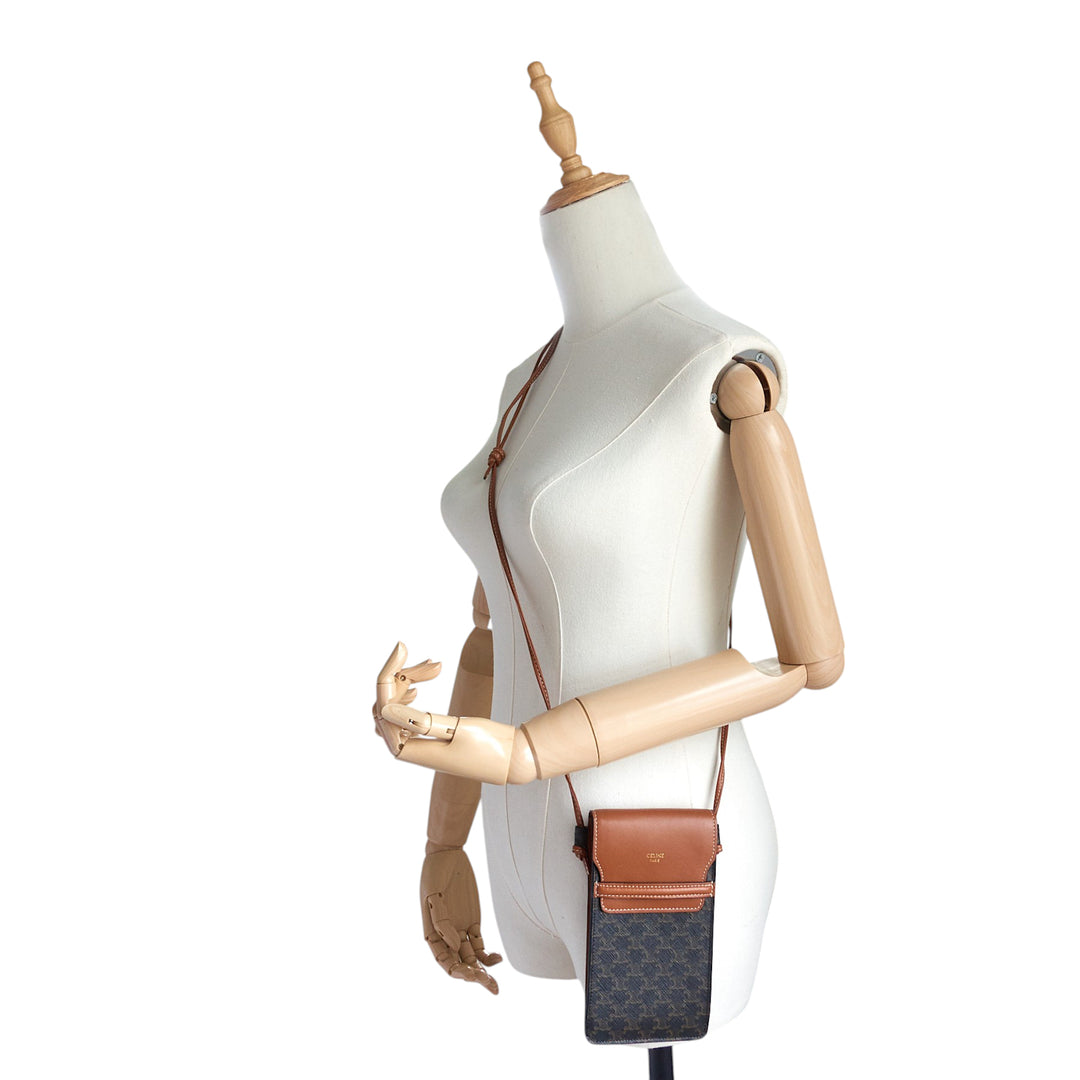 Triomphe Canvas and Calfskin Phone Pouch