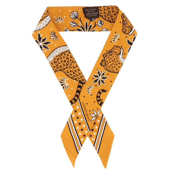 Les Leopards Silk Twilly Scarf