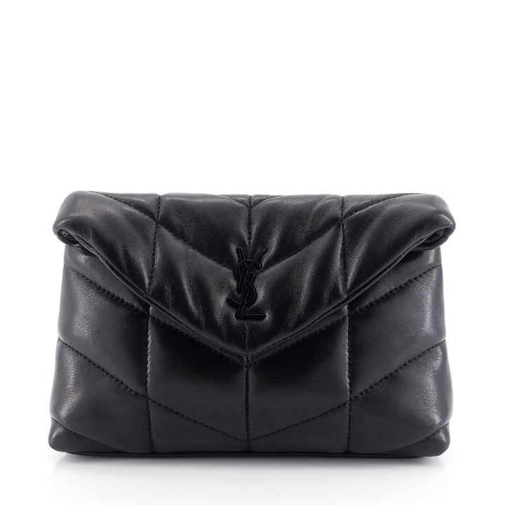 Lou Puffer Small Lambskin Leather Clutch Bag