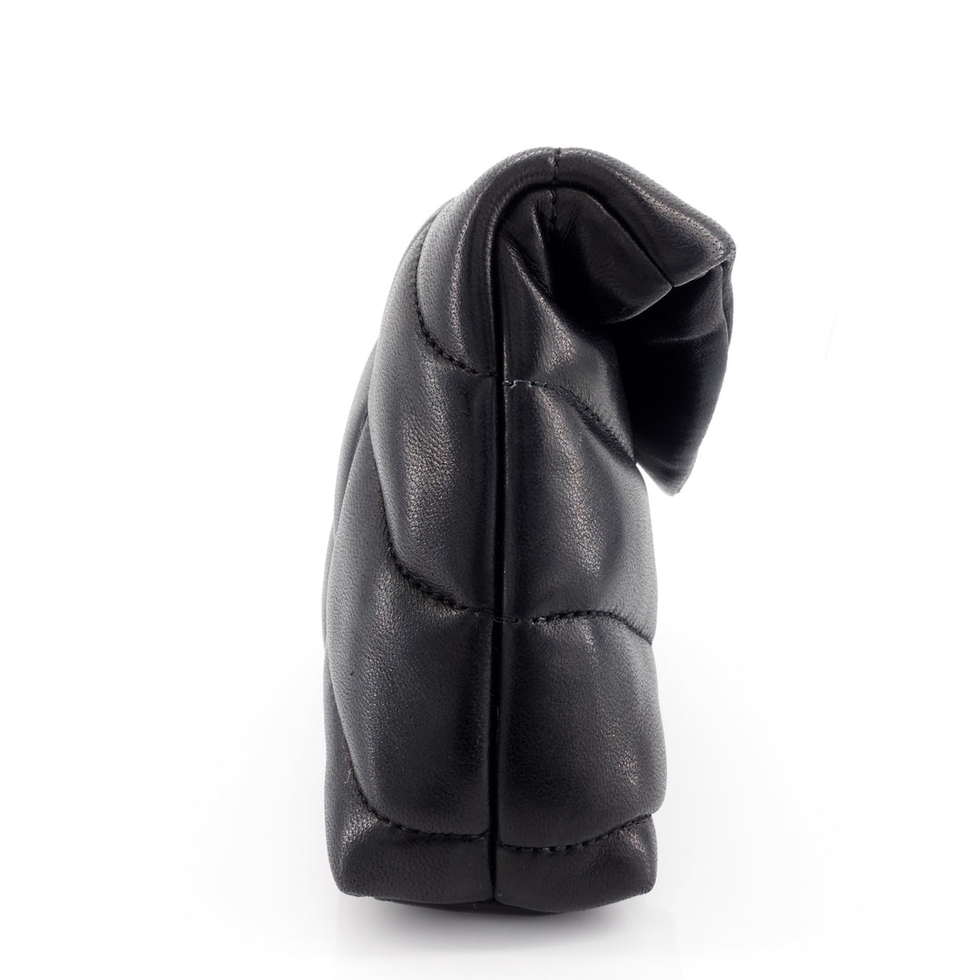 Lou Puffer Small Lambskin Leather Clutch Bag
