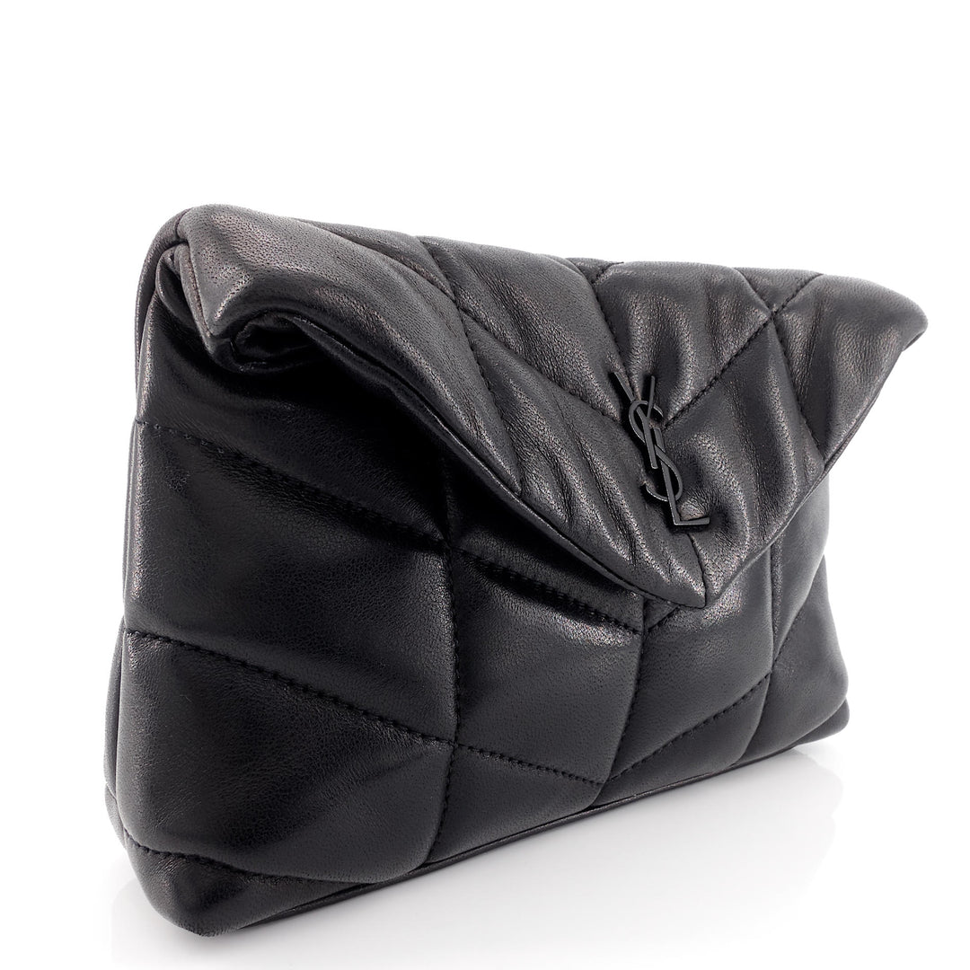 Lou Puffer Small Lambskin Leather Clutch Bag