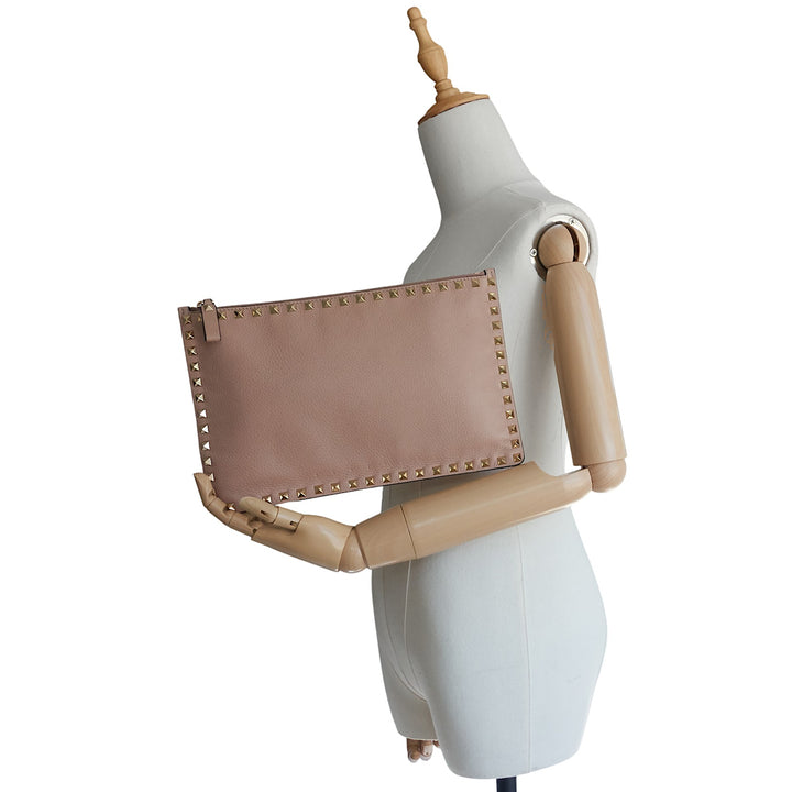 Rockstud Large Leather Clutch Bag