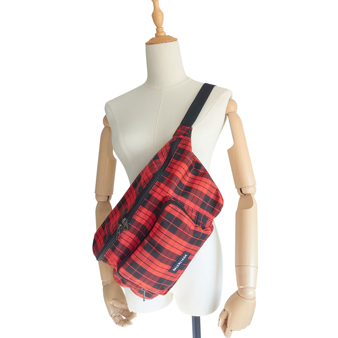 Plaid Print Large Belt Bag
